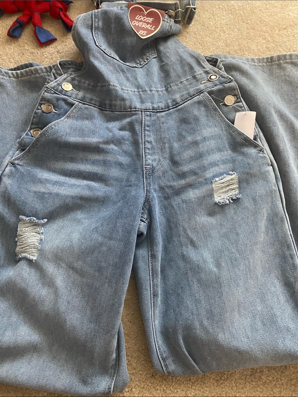 Seeking sunsets NWT loose fit jean overalls XXS - Picture 3 of 6